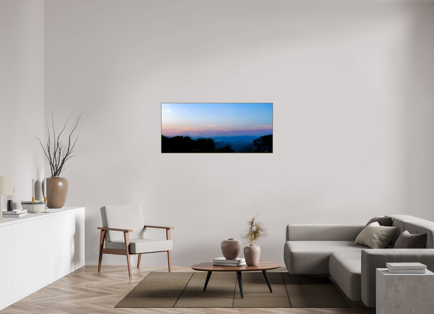 133,9 x 60 cm, 6. ArtBox bois Noyer Coucher de soleil aux couleurs pastel