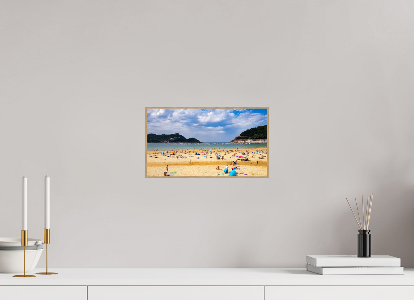 32 x 18 cm, 5. ArtBox bois Chêne nature La plage de La Concha à Saint-Sébastien