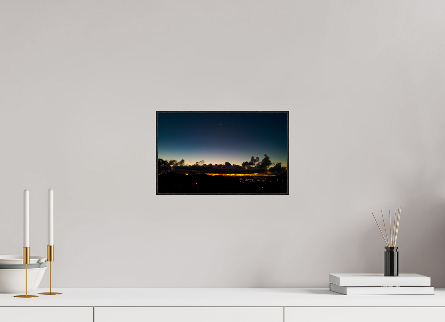 32 x 20 cm, 2. ArtBox bois Chêne noir Ciel au crépuscule sur l'horizon