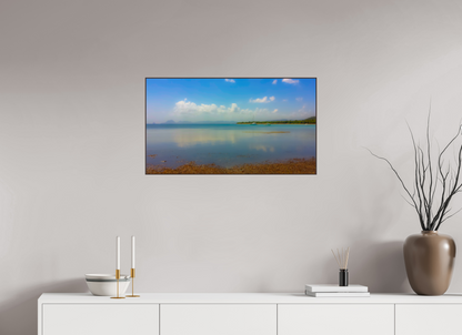 80 x 45 cm, ArtBox bois Aulne brun 16:9 Plage Eau Turquoise Réflective et Voiliers