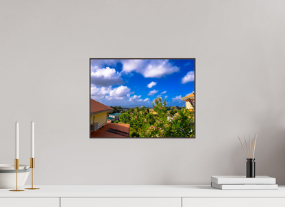 40 x 30 cm, ArtBox bois Aulne brun Vue Panoramique sur des Toits de Maisons