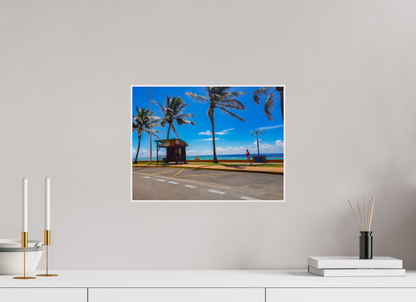 40 x 30 cm, 4. ArtBox bois Erable blanc Arrêt de Bus, Palmiers en Bord de Mer