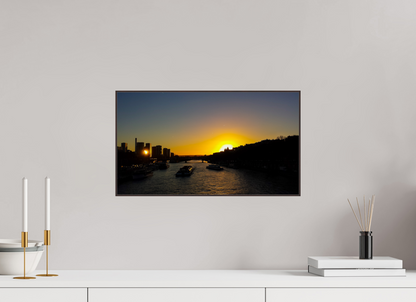 48 x 27 cm, ArtBox bois Aulne brun 16:9 Coucher de Soleil Romantique sur la Seine