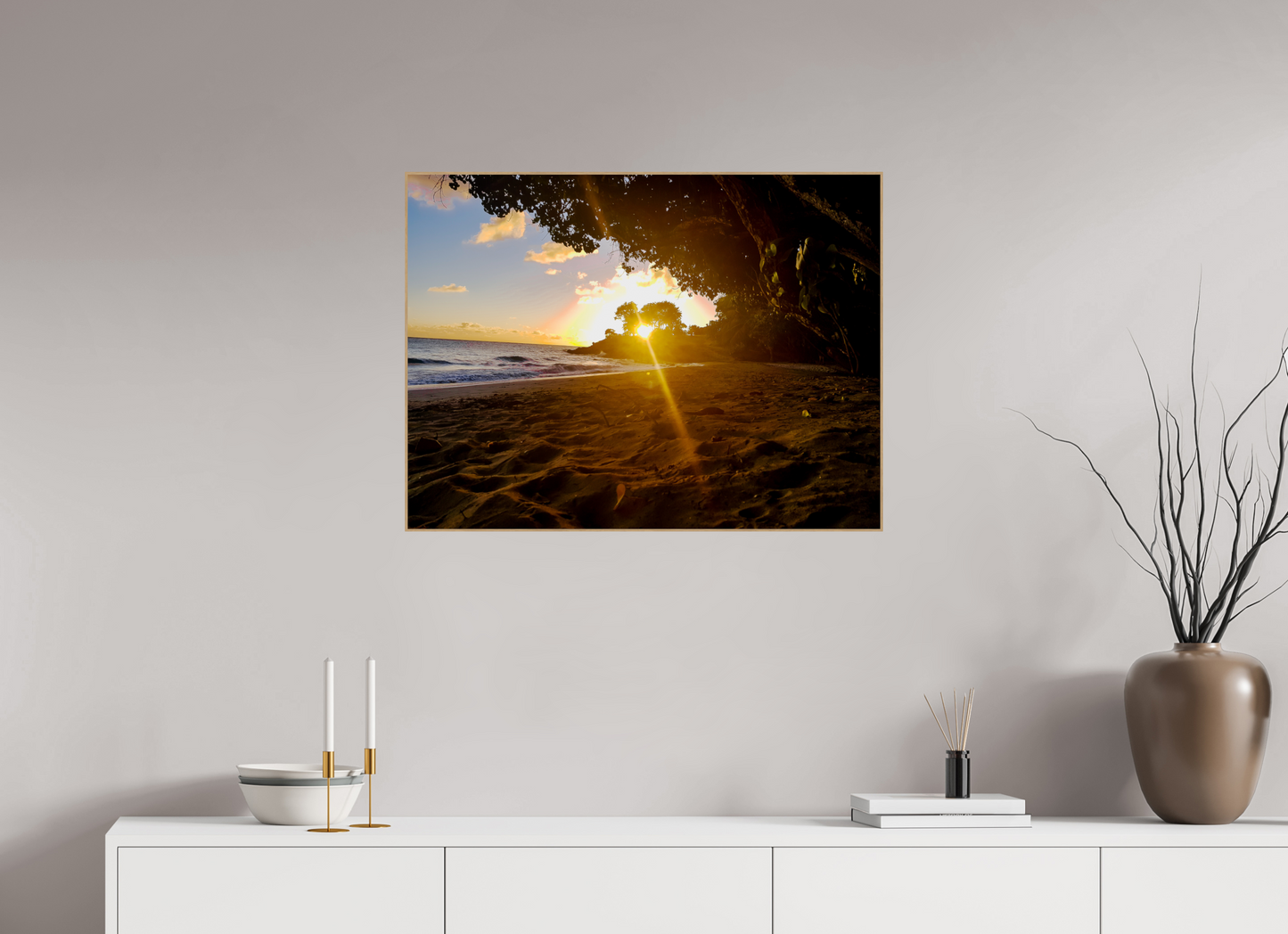 80 x 60 cm, 5. ArtBox bois Chêne nature Coucher de Soleil Éclatant