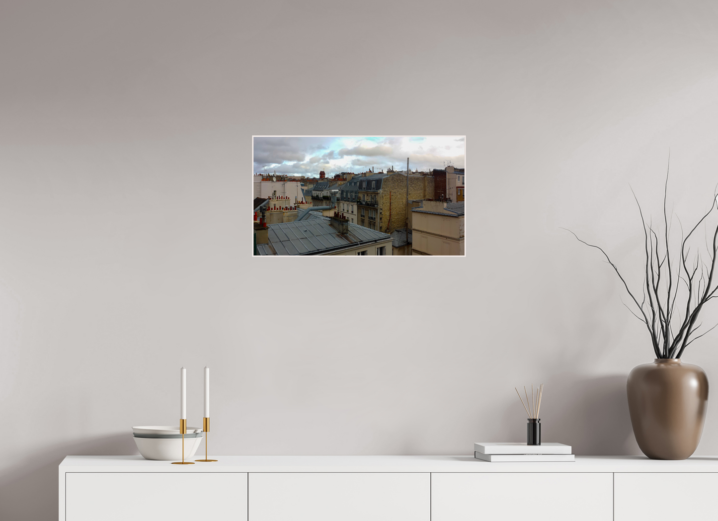 64 x 36 cm, 4. ArtBox bois Erable blanc Vue Panoramique des Toits de Paris