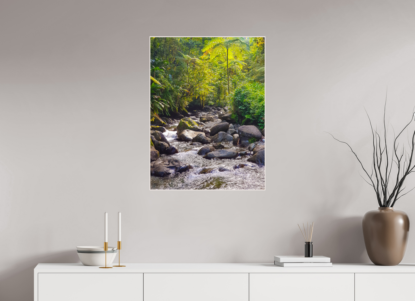 60 x 80 cm, 4. ArtBox bois Erable blanc Petit Rivière Traversant la Forêt