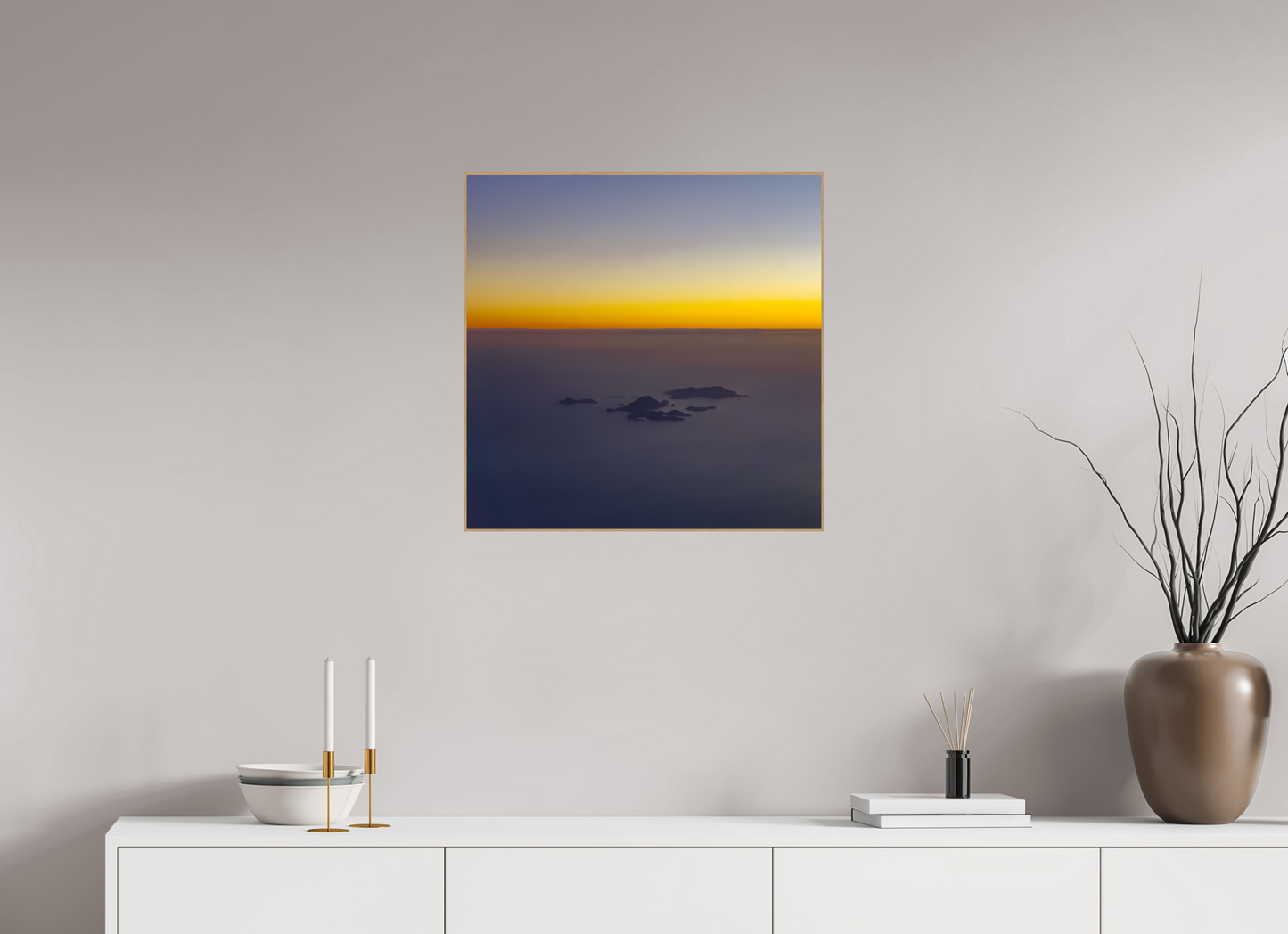 60 x 60 cm, 5. ArtBox bois Chêne nature Vue Aérienne des Îles des Saintes