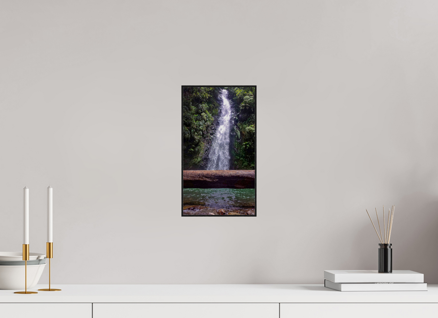 18 x 32 cm, 2. ArtBox bois Chêne noir Cascade d'Eau Vive en Forêt Tropicale