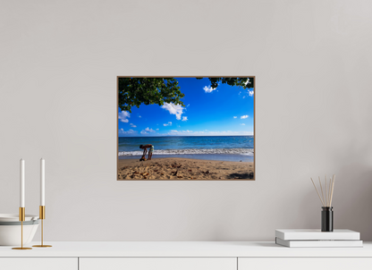 40 x 30 cm, 6. ArtBox bois Noyer Un Enfant Joue au Bord de la Plage