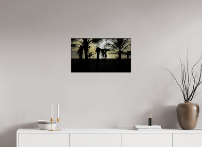 64 x 36 cm, 2. ArtBox bois Chêne noir Silhouette de Palmiers sur une Plage