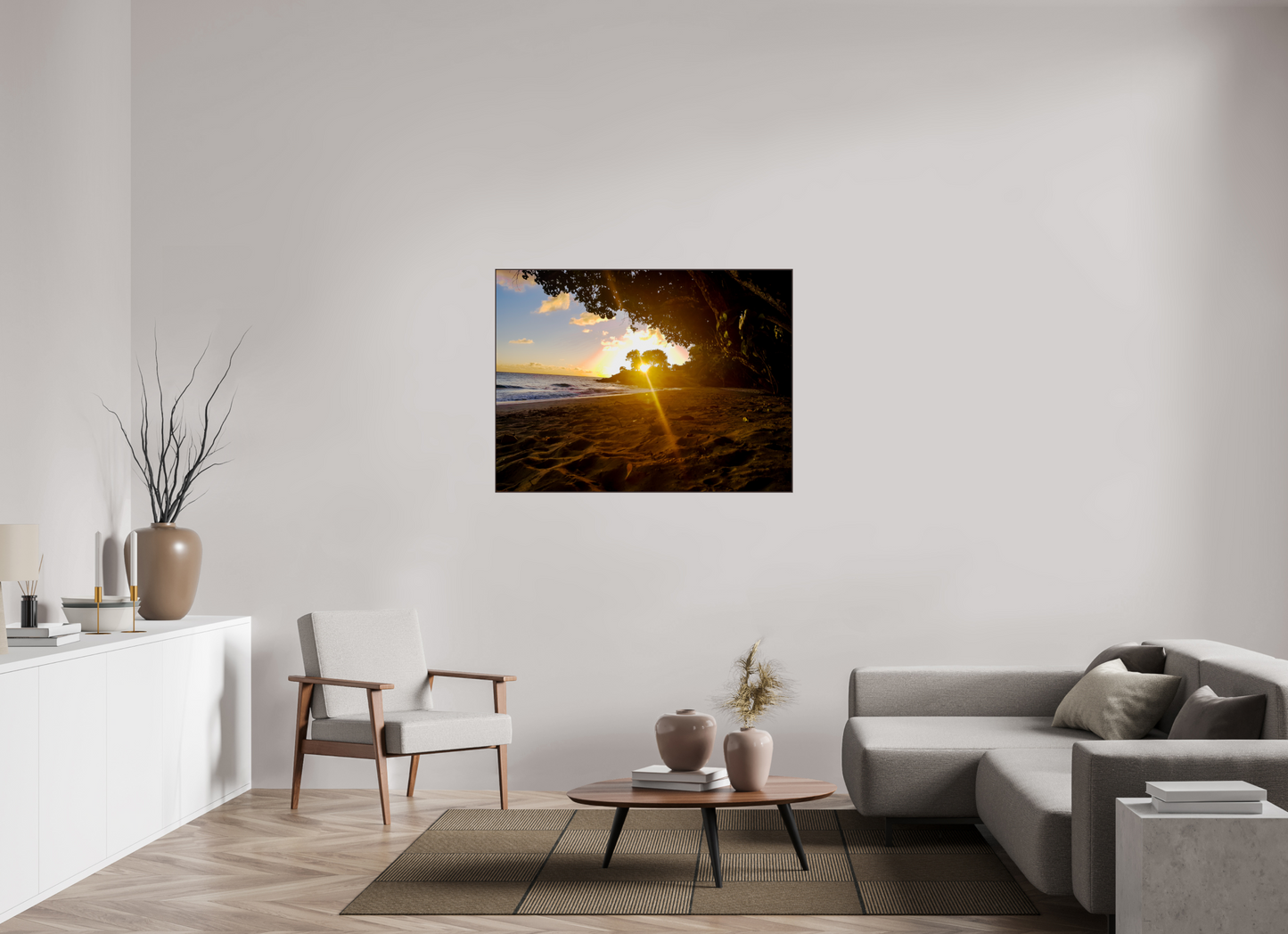 120 x 90 cm, ArtBox bois Aulne brun 4:3 Coucher de Soleil Éclatant