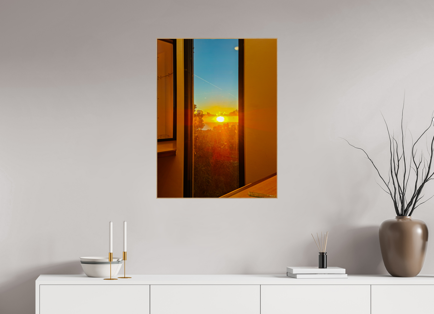 60 x 80 cm, 5. ArtBox bois Chêne nature Coucher de soleil éclatant