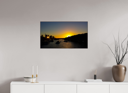 80 x 45 cm, ArtBox bois Aulne brun 16:9 Coucher de Soleil Romantique sur la Seine