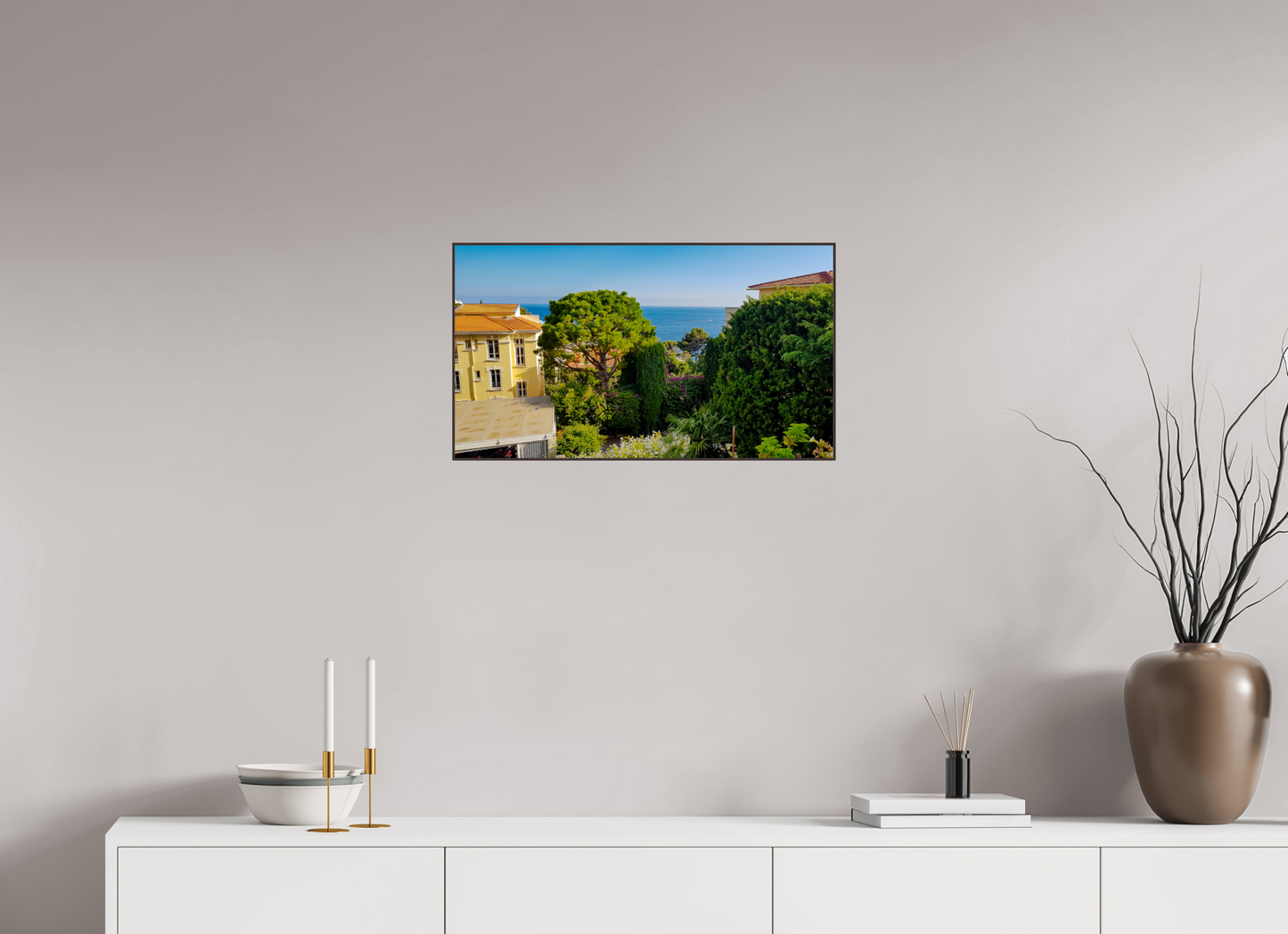 64 x 36 cm, ArtBox bois Aulne brun 16:9 Vue paisible sur la mer Méditerranée