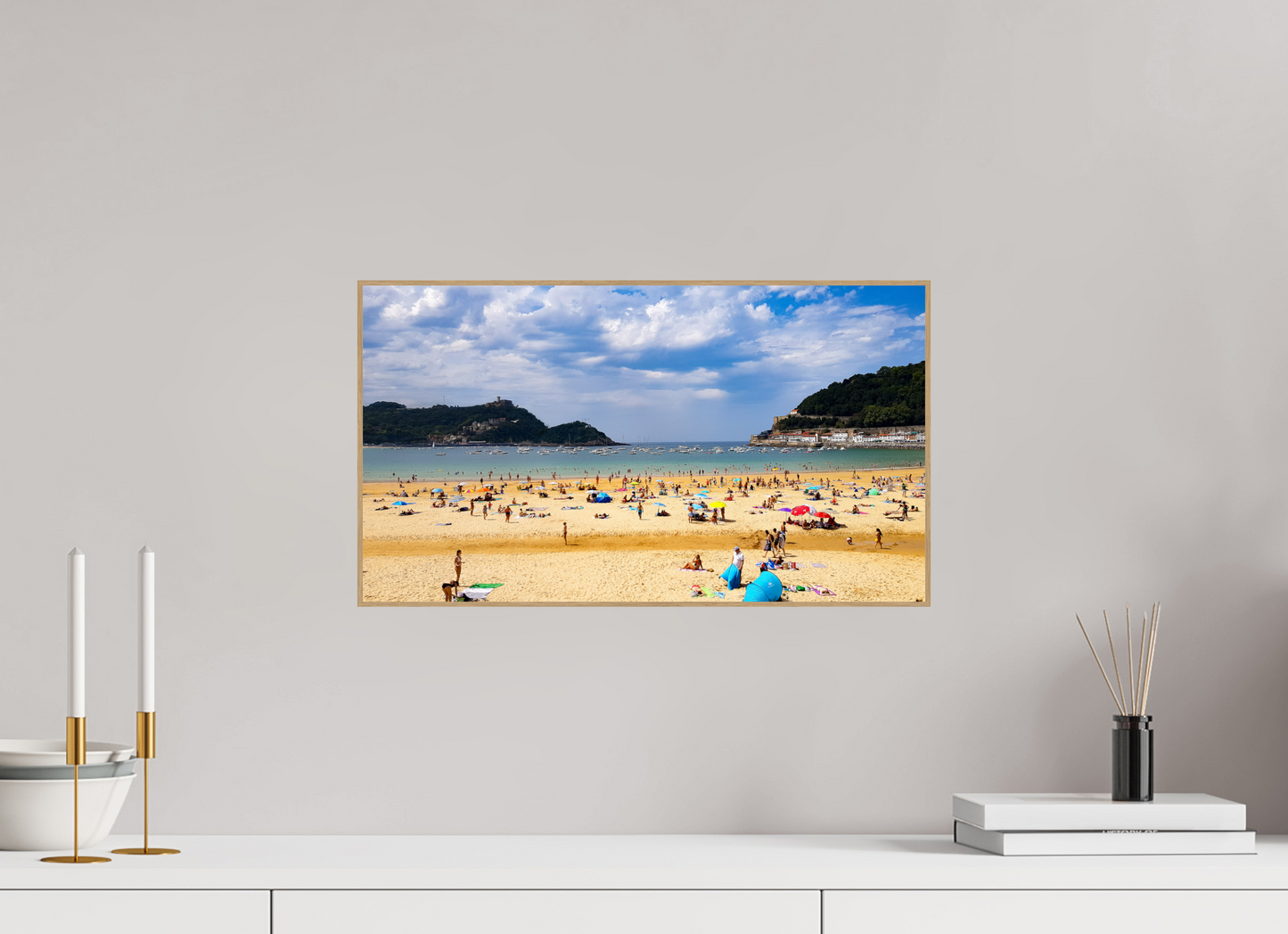 48 x 27 cm, 5. ArtBox bois Chêne nature La plage de La Concha à Saint-Sébastien