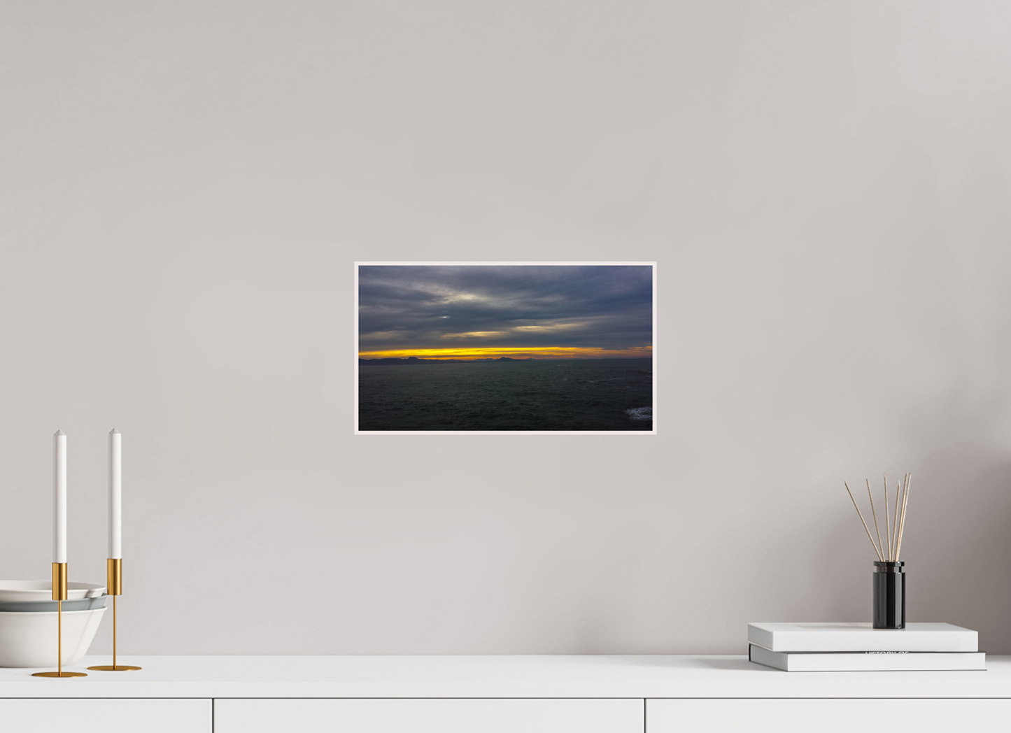 32 x 18 cm, 4. ArtBox bois Erable blanc Horizon sur l'Océan au Crépuscule