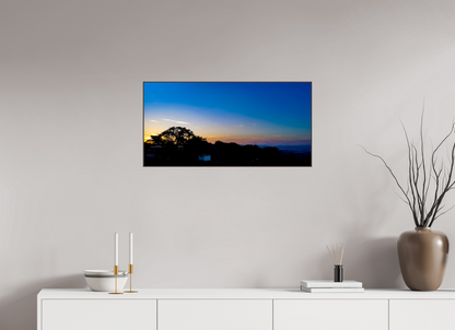 80 x 40 cm, ArtBox bois Aulne brun Vue Dramatique sur la Vallée Tropicale après l'Averse, Toits Résidentiels en Premier Plan