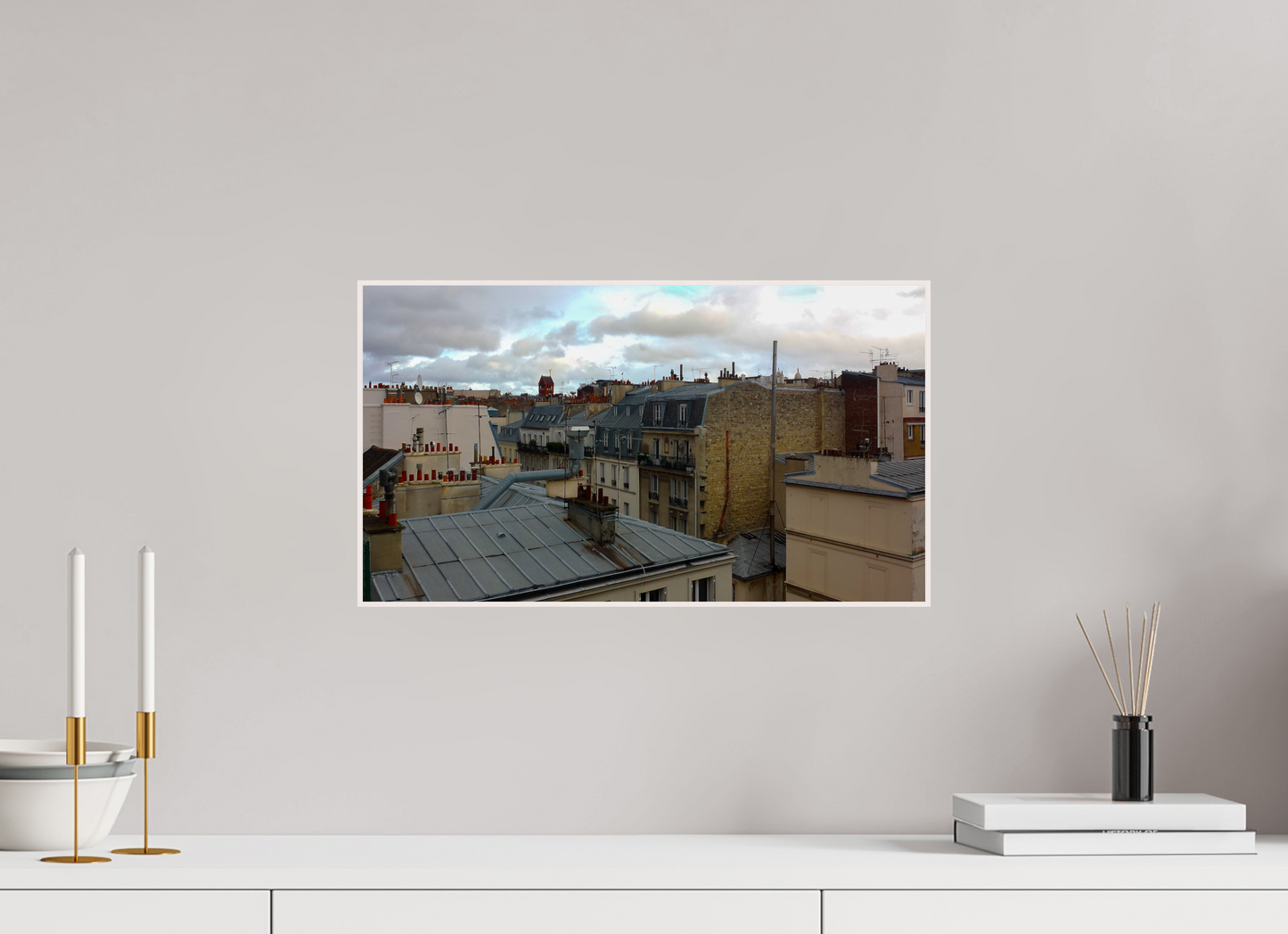 48 x 27 cm, 4. ArtBox bois Erable blanc Vue Panoramique des Toits de Paris