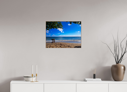 60 x 45 cm, 6. ArtBox bois Noyer Un Enfant Joue au Bord de la Plage