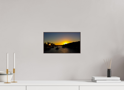 32 x 18 cm, ArtBox bois Aulne brun 16:9 Coucher de Soleil Romantique sur la Seine