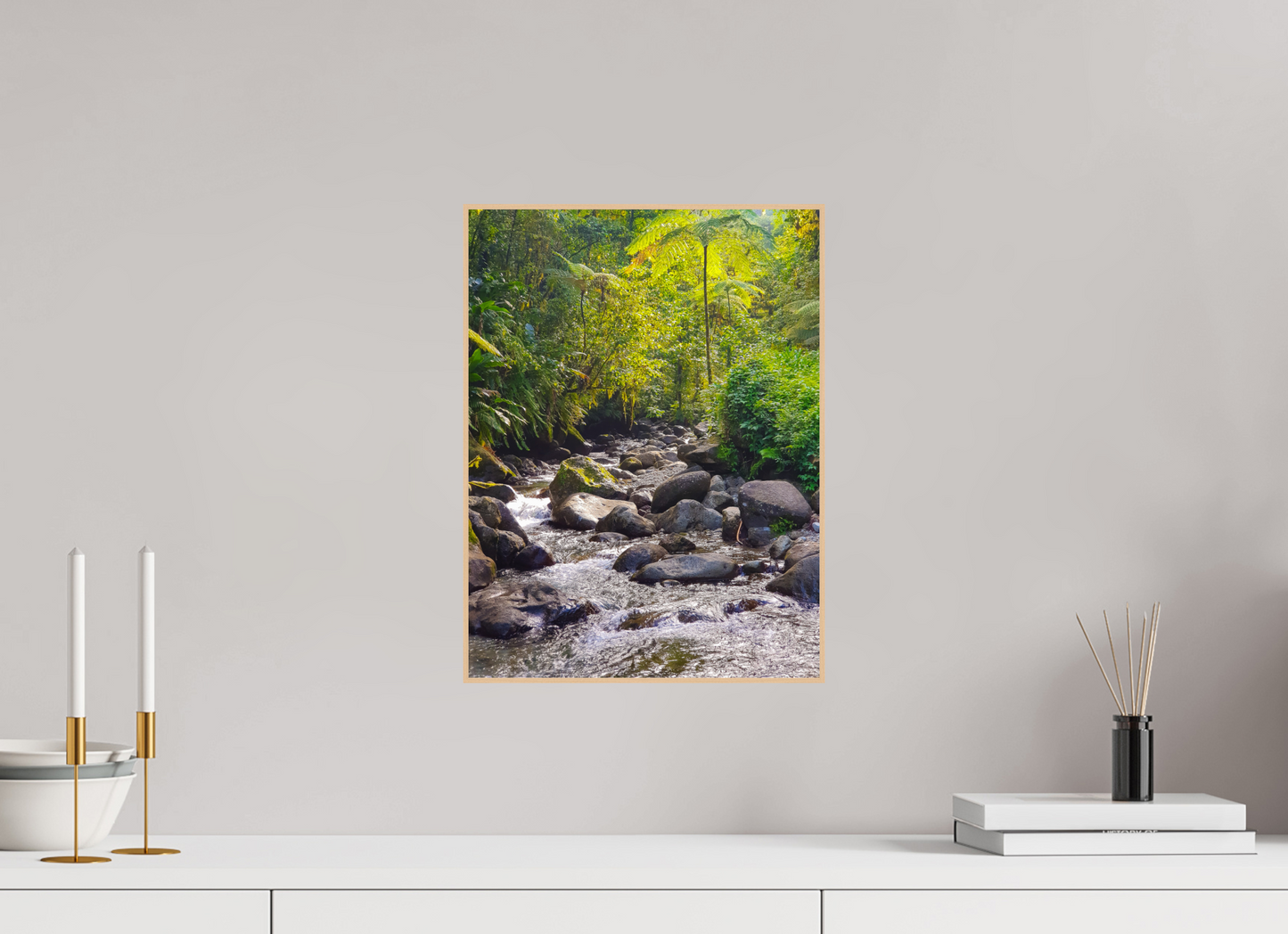 30 x 40 cm, 3. ArtBox bois Erable nature Petit Rivière Traversant la Forêt