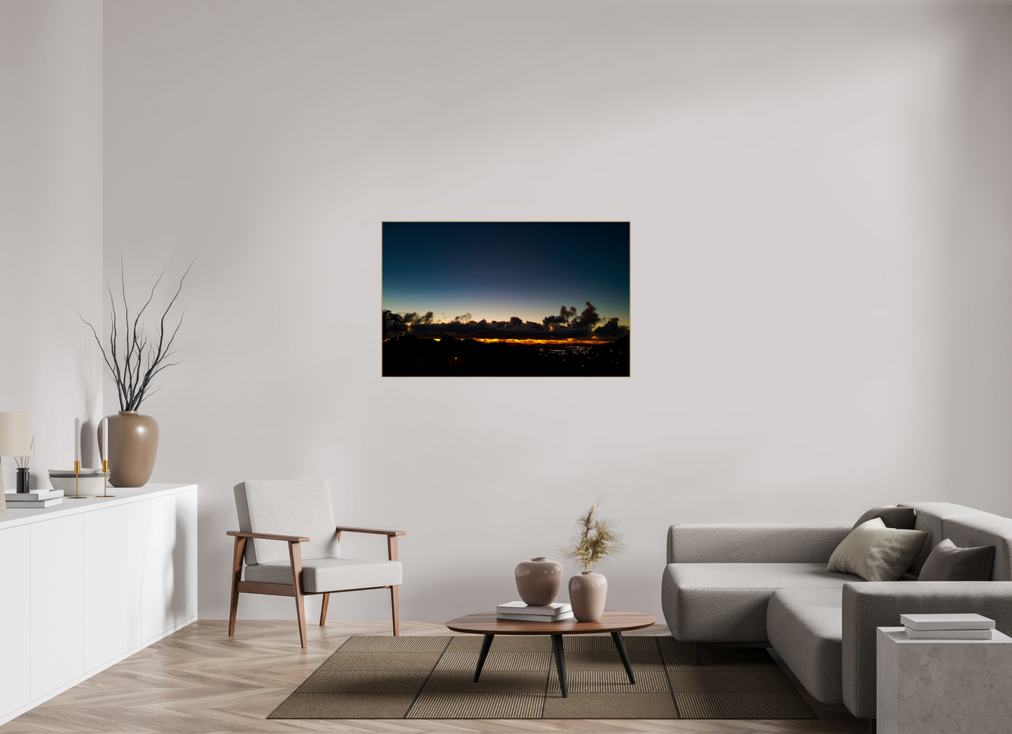 128 x 80 cm, 5. ArtBox bois Chêne nature Ciel au crépuscule sur l'horizon