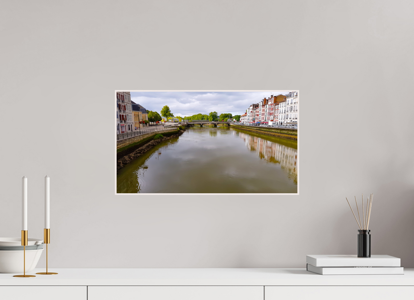 48 x 27 cm, 4. ArtBox bois Erable blanc Vue de la Nive à Bayonne