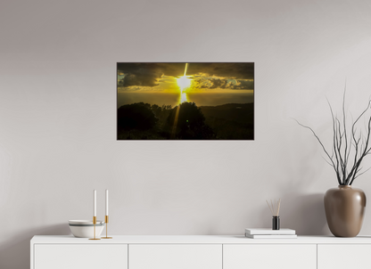 80 x 45 cm, ArtBox bois Aulne brun 16:9 Rayons du Soleil Flamboyant à Perces les Nuages