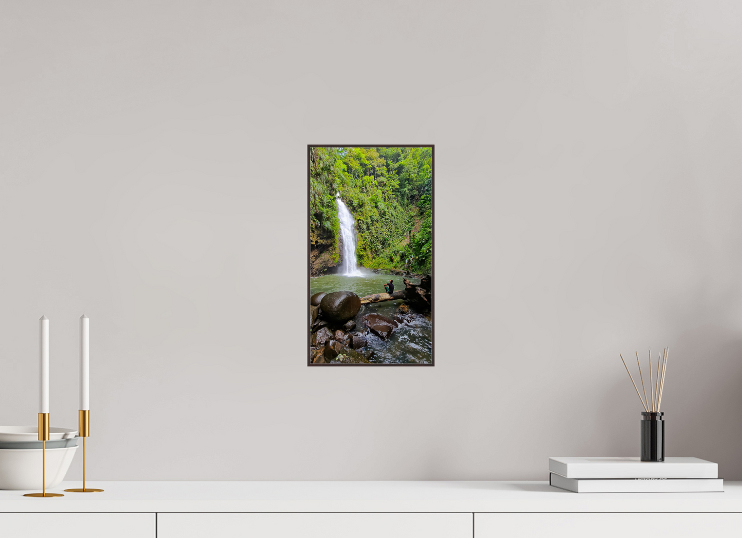 18 x 32 cm, ArtBox bois Aulne brun Au Pied de la Cascade