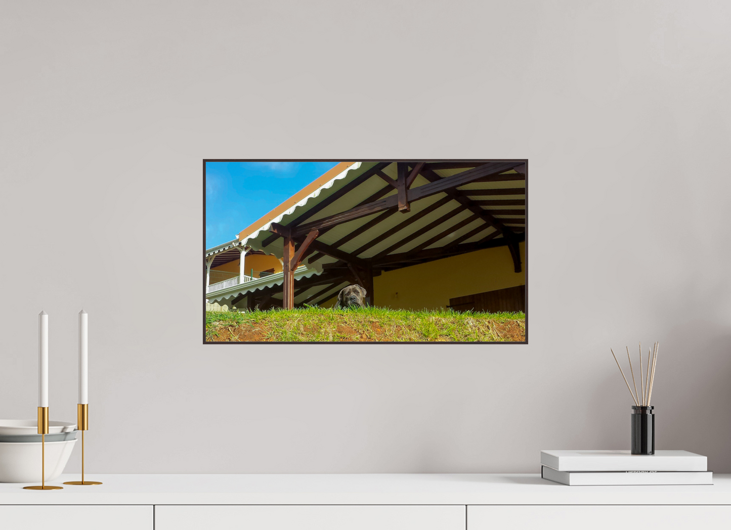 48 x 27 cm, ArtBox bois Aulne brun 16:9 Portrait d'un Cane Corso