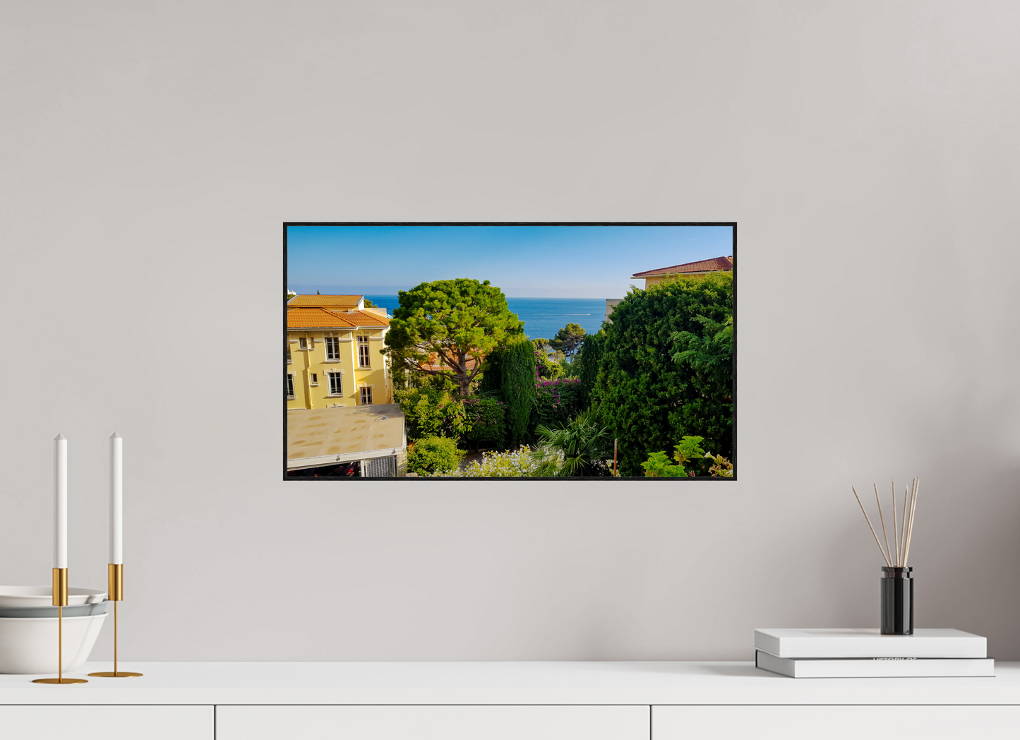 48 x 27 cm, 2. ArtBox bois Chêne noir Vue paisible sur la mer Méditerranée