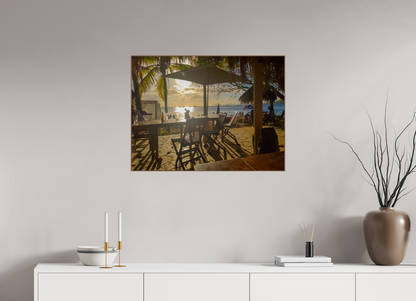 80 x 60 cm, 6. ArtBox bois Noyer L'heure dorée aux Antilles