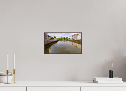 32 x 18 cm, ArtBox bois Aulne brun 16:9 Vue de la Nive à Bayonne