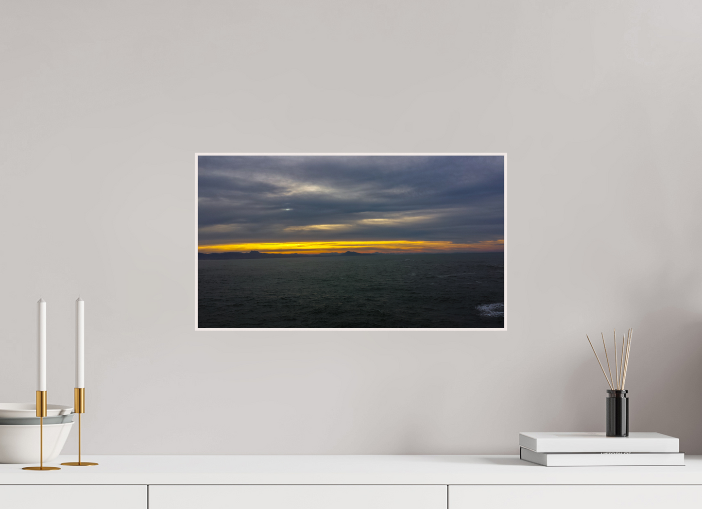 48 x 27 cm, 4. ArtBox bois Erable blanc Horizon sur l'Océan au Crépuscule