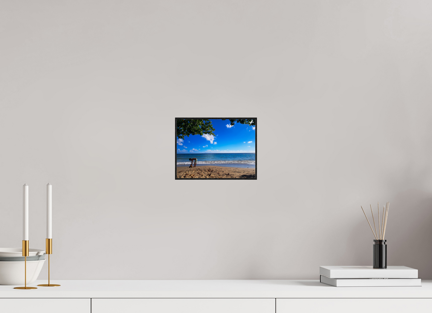 20 x 15 cm, 2. ArtBox bois Chêne noir Un Enfant Joue au Bord de la Plage