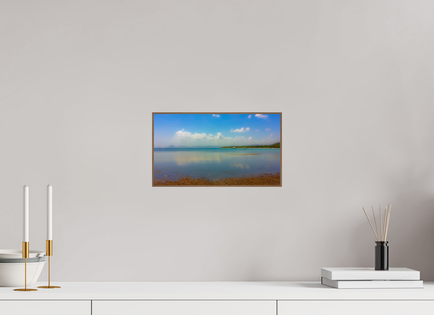 32 x 18 cm, 6. ArtBox bois Noyer Plage Eau Turquoise Réflective