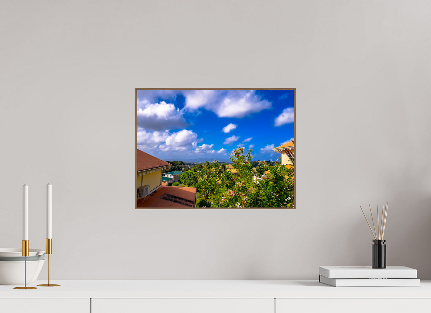 40 x 30 cm, 6. ArtBox bois Noyer Vue Panoramique sur des Toits de Maisons