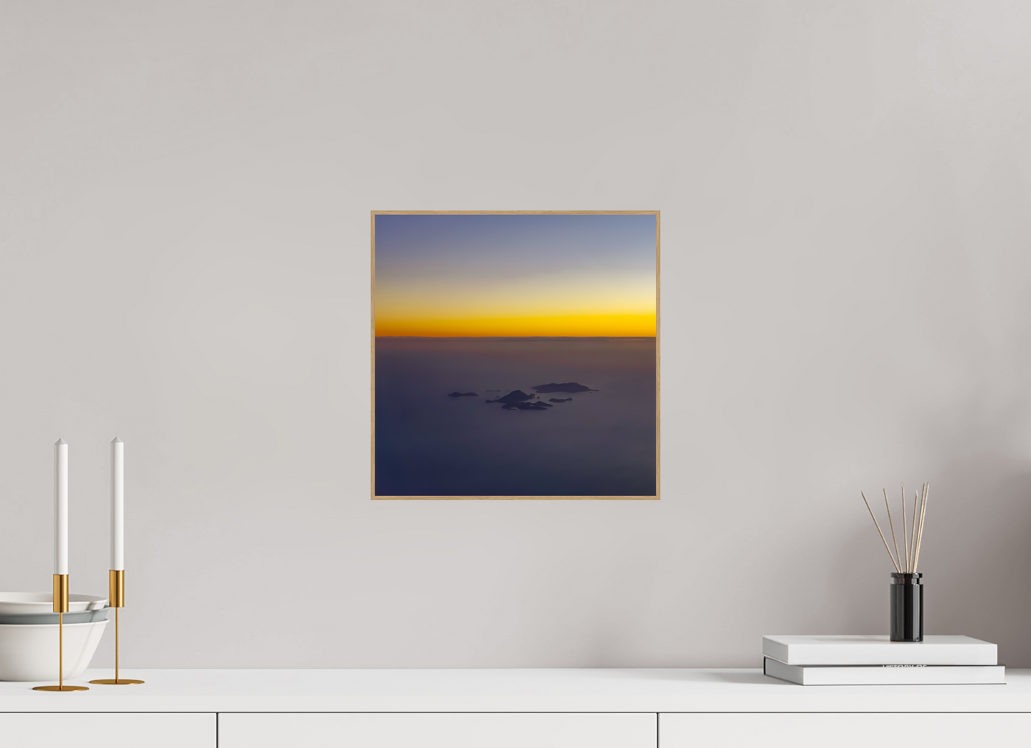 30 x 30 cm, 5. ArtBox bois Chêne nature Vue Aérienne des Îles des Saintes