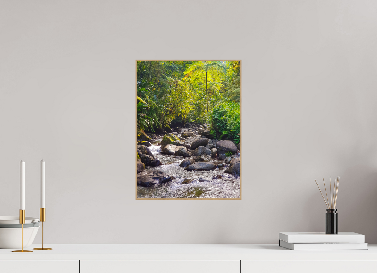 30 x 40 cm, 5. ArtBox bois Chêne nature Petit Rivière Traversant la Forêt