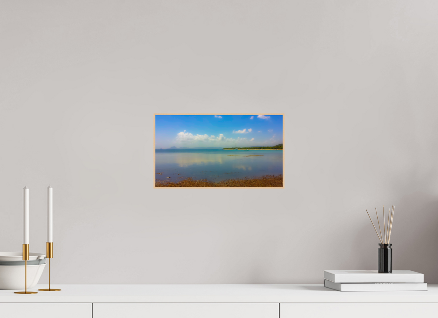 32 x 18 cm, 3. ArtBox bois Erable nature Plage Eau Turquoise Réflective