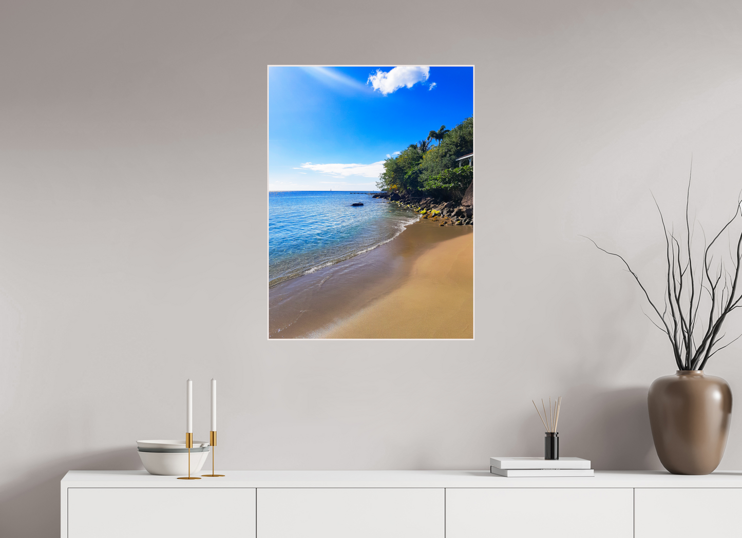 60 x 80 cm, 4. ArtBox bois Erable blanc Plage Secrète Tropicale