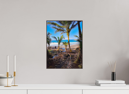 30 x 40 cm, ArtBox bois Aulne brun 4:3 Vue encadrée de la plage par des palmiers