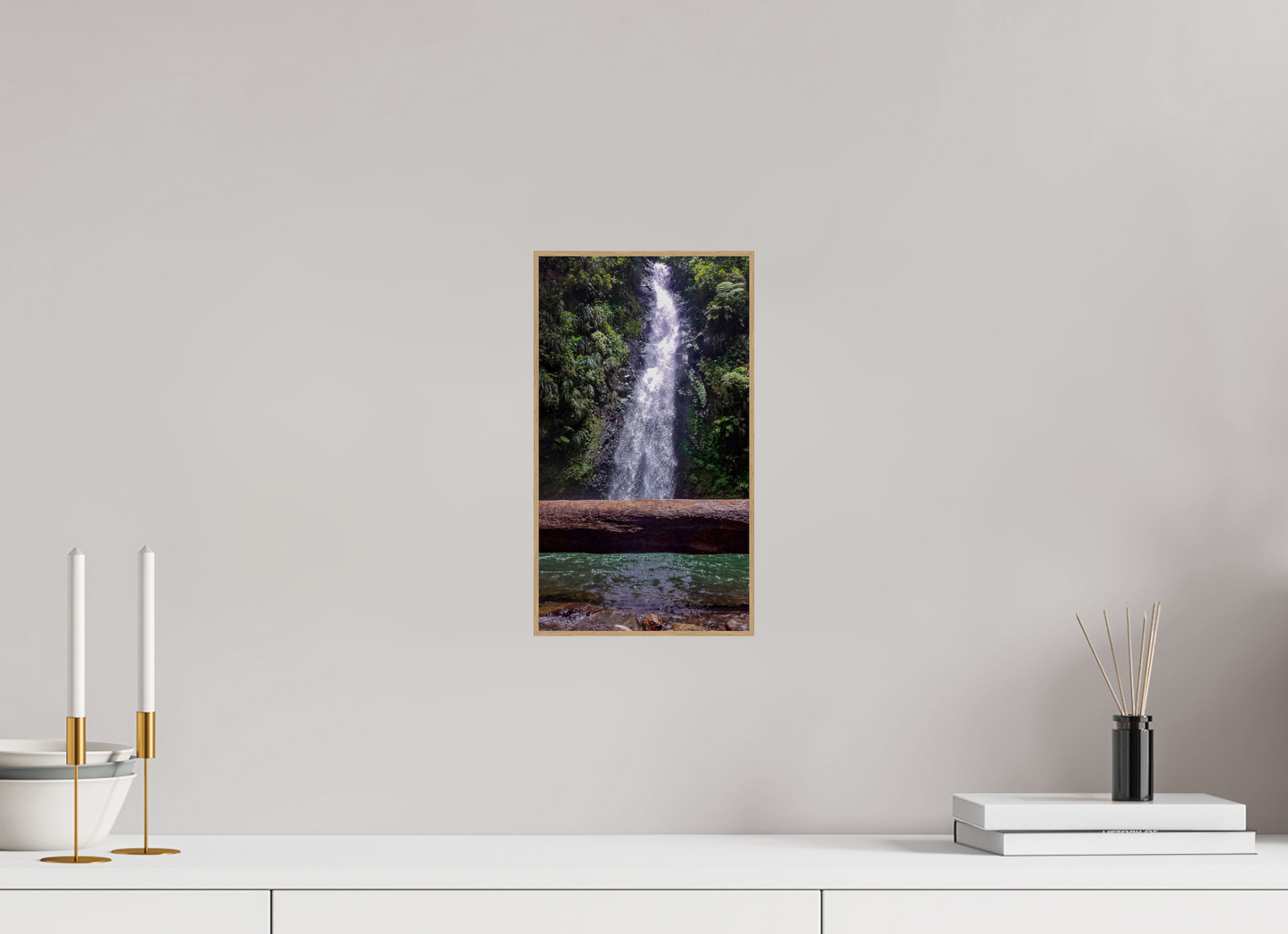 18 x 32 cm, 5. ArtBox bois Chêne nature Cascade d'Eau Vive en Forêt Tropicale