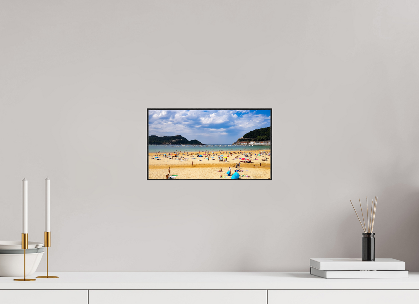 32 x 18 cm, 2. ArtBox bois Chêne noir La plage de La Concha à Saint-Sébastien