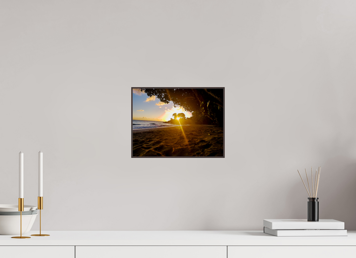 28 x 21 cm, ArtBox bois Aulne brun 4:3 Coucher de Soleil Éclatant