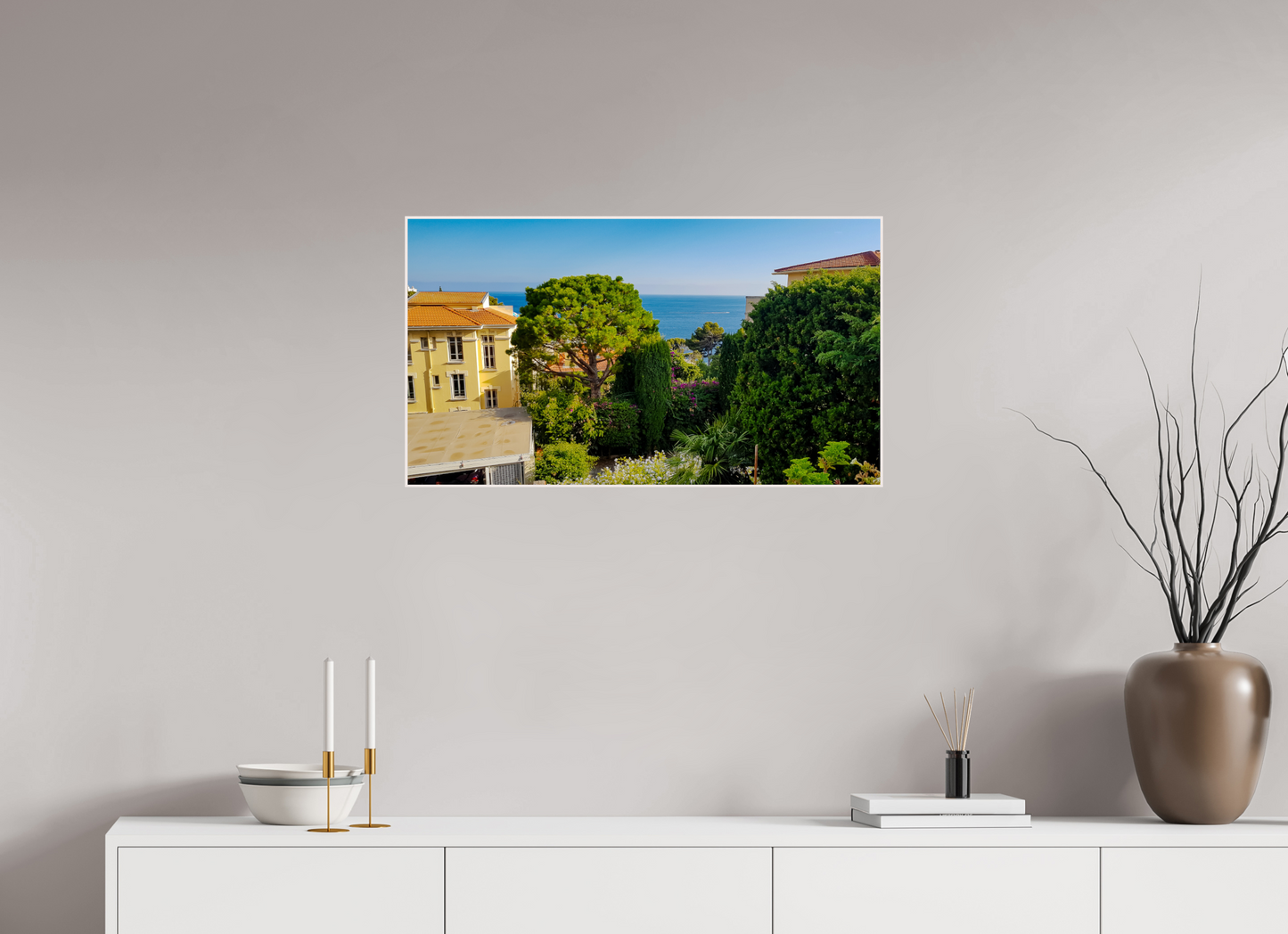 80 x 45 cm, 4. ArtBox bois Erable blanc Vue paisible sur la mer Méditerranée