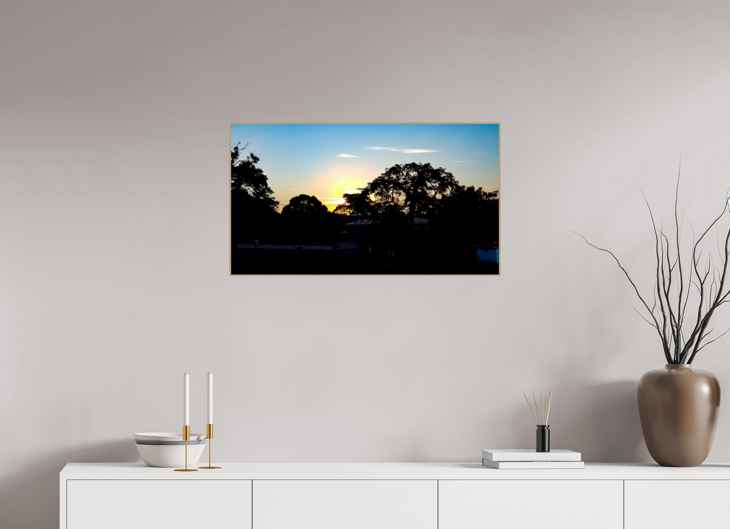 80 x 45 cm, 5. ArtBox bois Chêne nature Coucher de soleil flamboyant
