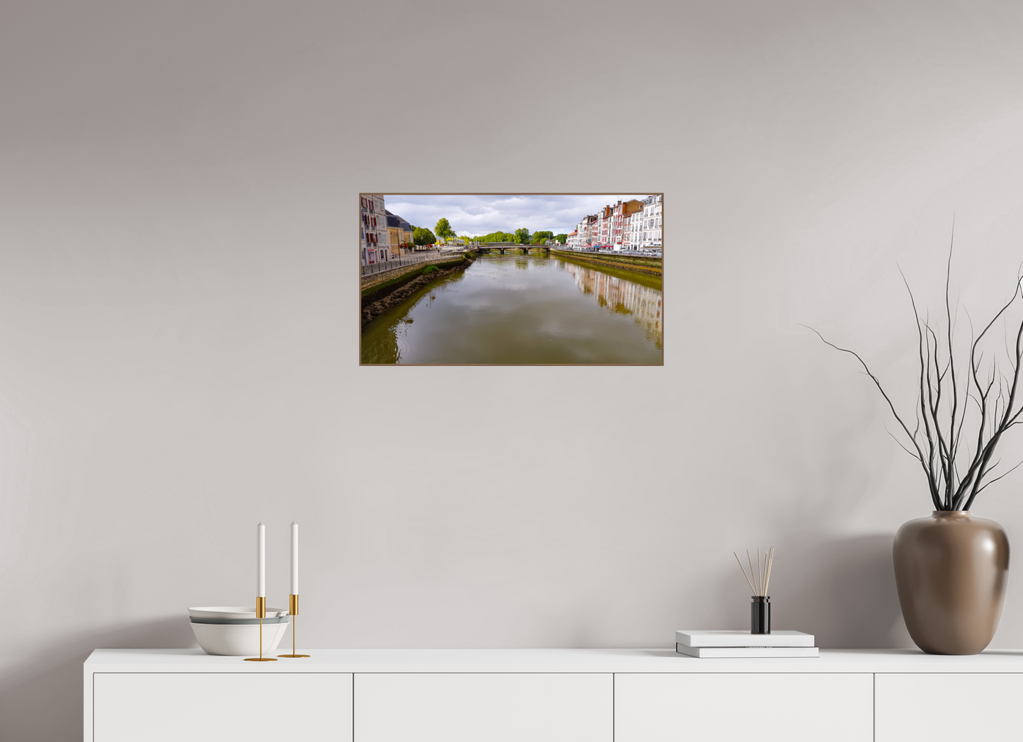 64 x 36 cm, 6. ArtBox bois Noyer Vue de la Nive à Bayonne