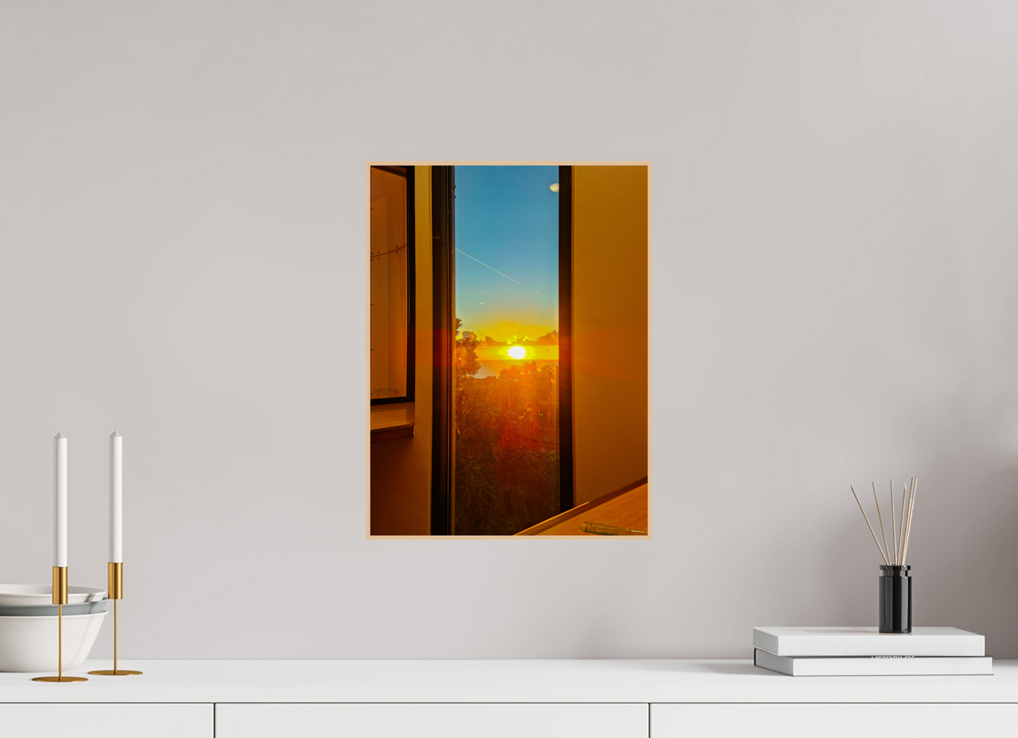 30 x 40 cm, 3. ArtBox bois Erable nature Coucher de soleil éclatant