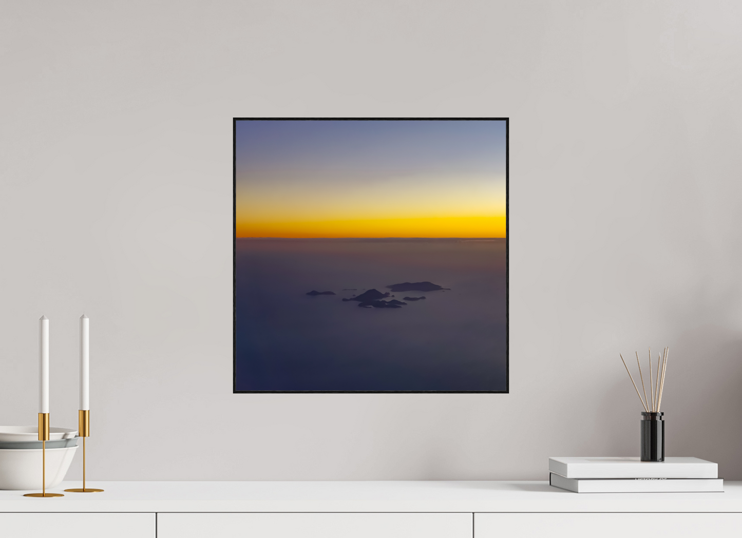 40 x 40 cm, 2. ArtBox bois Chêne noir Vue Aérienne des Îles des Saintes